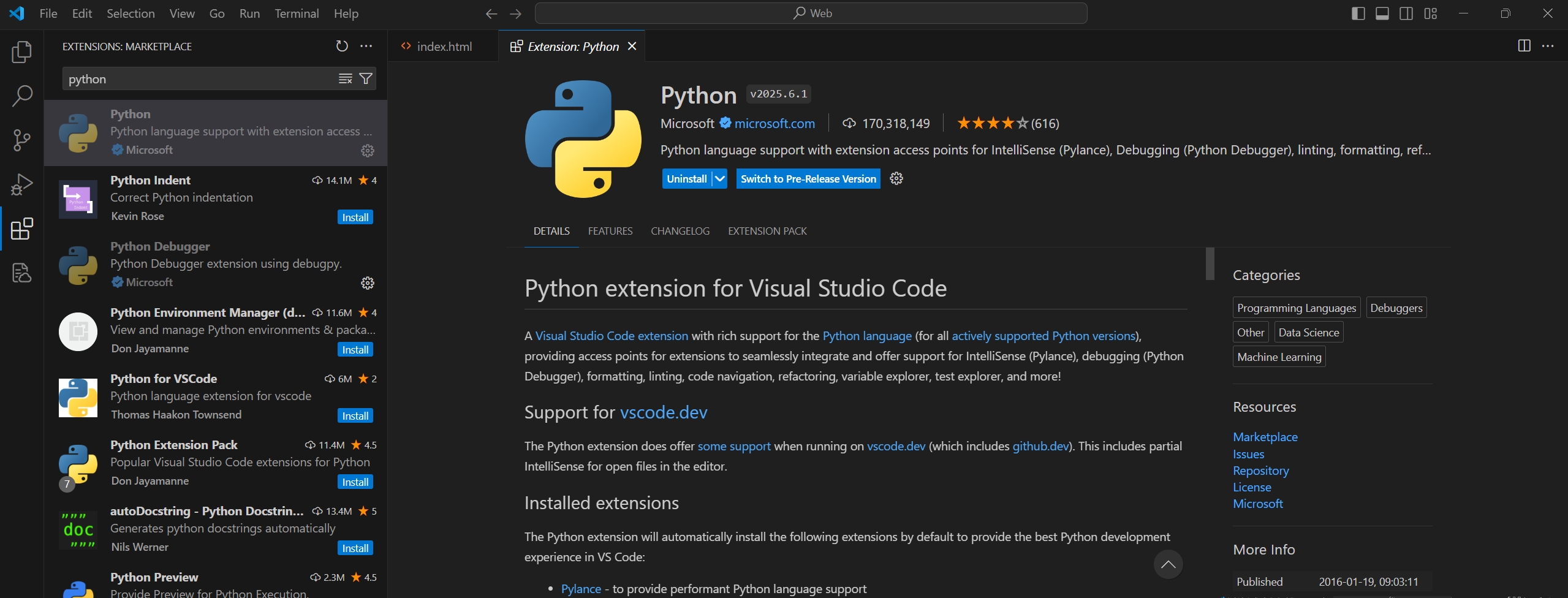 Plugin de Python en VSCode